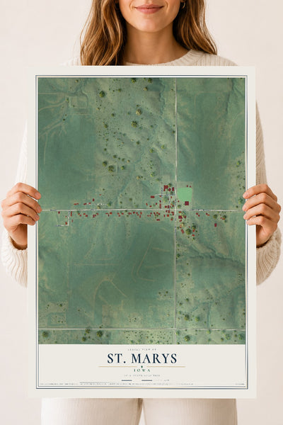 Map of St. Marys, Iowa, 18 x 24 inch unframed archival matte print