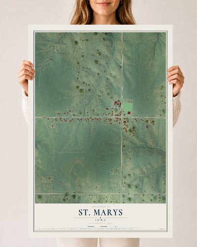 Map of St. Marys, Iowa, 24 x 36 inch unframed archival matte print