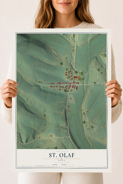 Map of St. Olaf, Iowa, 18 x 24 inch unframed archival matte print