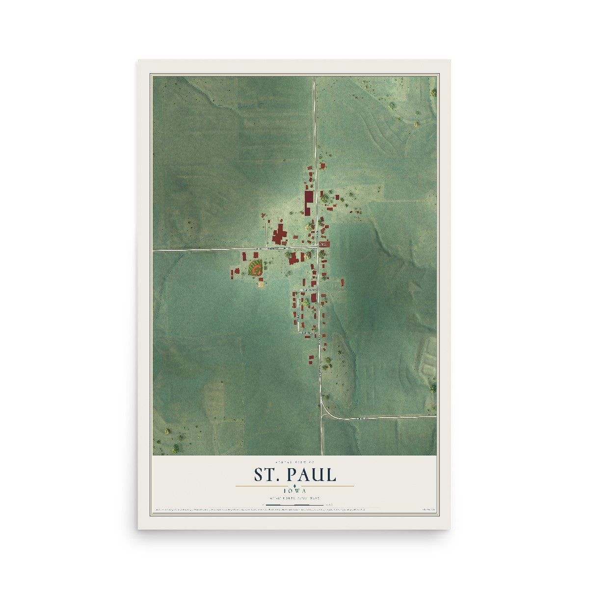 Map of St. Paul, Iowa, 12 x 18 inch unframed archival matte print