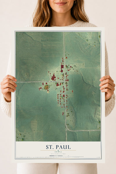 Map of St. Paul, Iowa, 18 x 24 inch unframed archival matte print