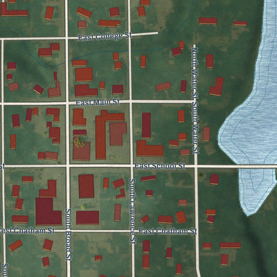 Close-up of the map of Stacyville, Iowa print showing street and building detail