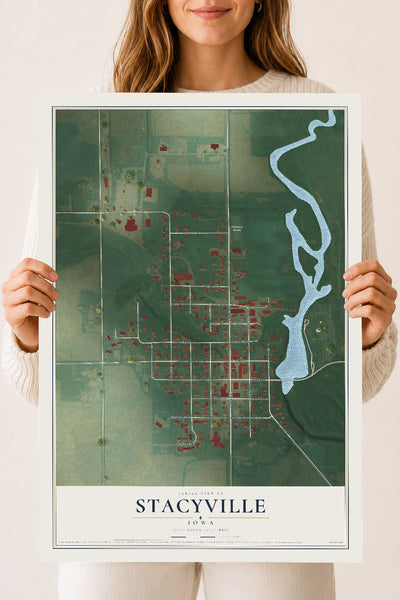 Map of Stacyville, Iowa, 18 x 24 inch unframed archival matte print