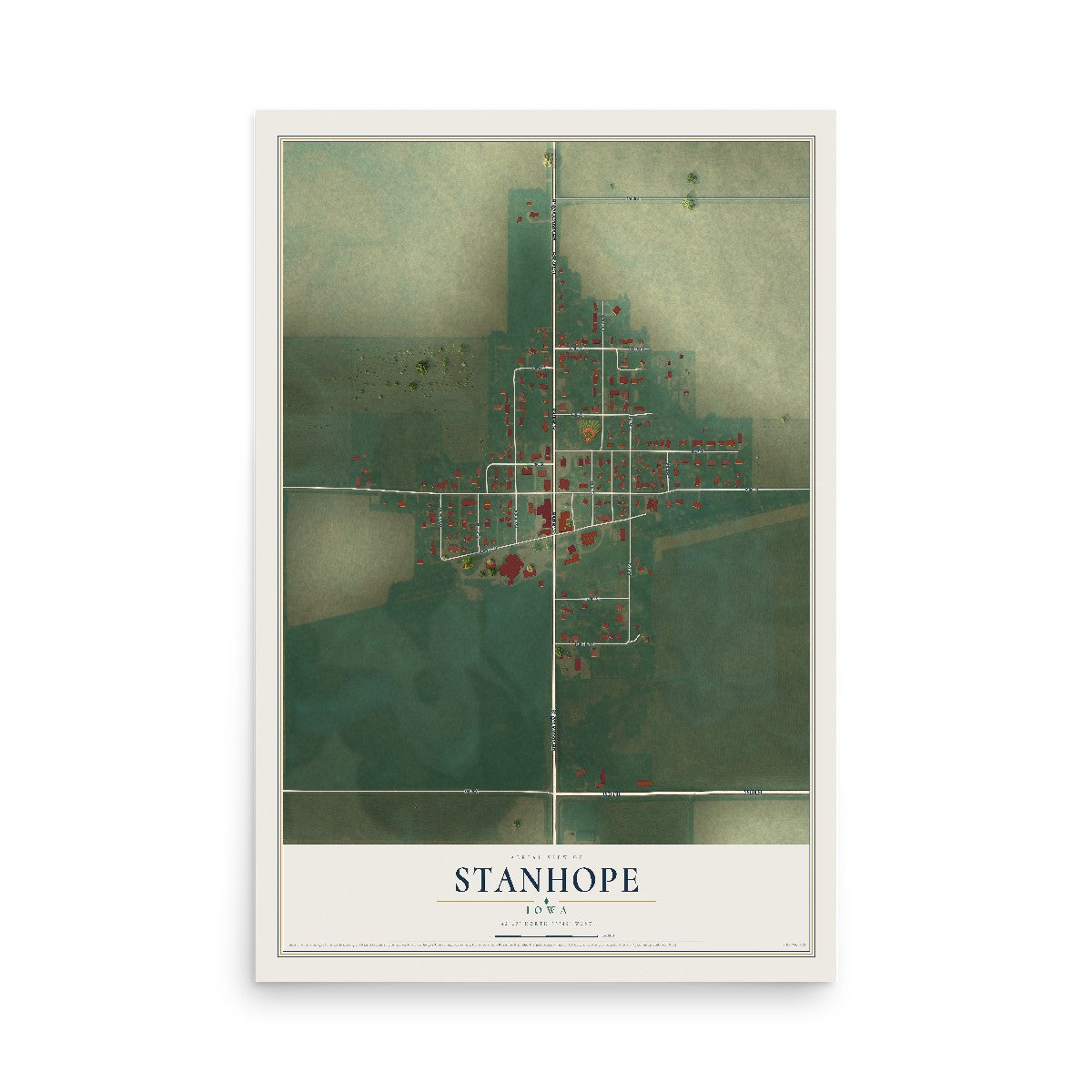 Map of Stanhope, Iowa, 12 x 18 inch unframed archival matte print