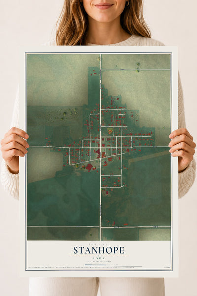Map of Stanhope, Iowa, 18 x 24 inch unframed archival matte print
