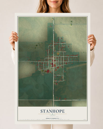 Map of Stanhope, Iowa, 24 x 36 inch unframed archival matte print