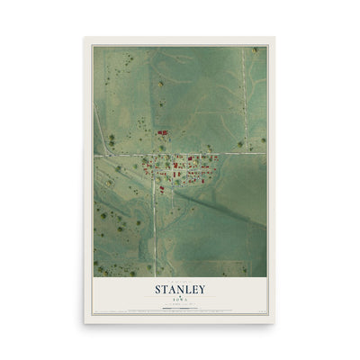 Map of Stanley, Iowa, 12 x 18 inch unframed archival matte print