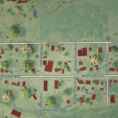 Close-up of the map of Stanley, Iowa print showing street and building detail
