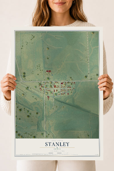 Map of Stanley, Iowa, 18 x 24 inch unframed archival matte print