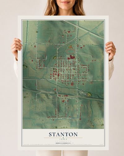 Map of Stanton, Iowa, 24 x 36 inch unframed archival matte print