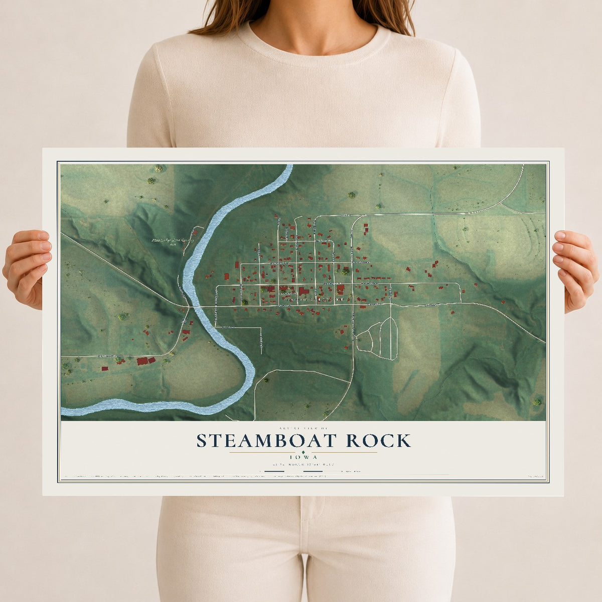 Map of Steamboat Rock, Iowa, 12 x 18 inch unframed archival matte print