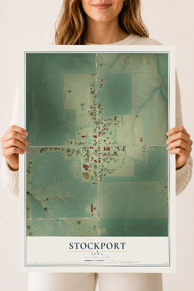 Map of Stockport, Iowa, 18 x 24 inch unframed archival matte print