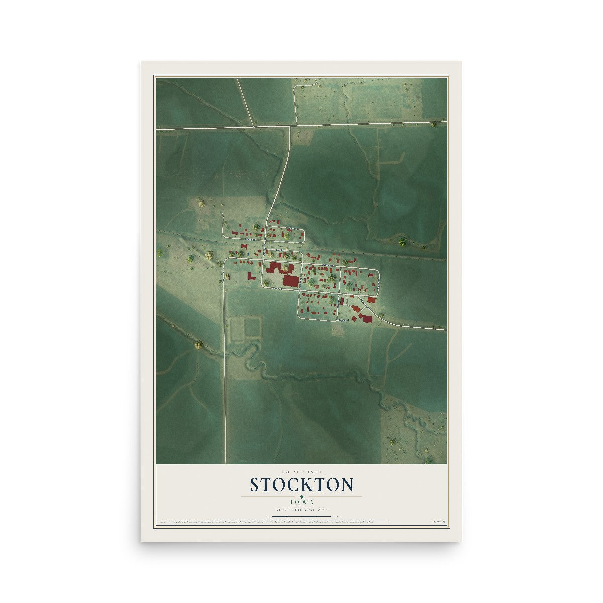 Map of Stockton, Iowa, 12 x 18 inch unframed archival matte print