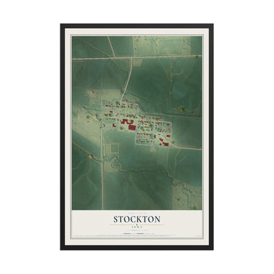 Map of Stockton, Iowa, 12 x 18 inch print in a black wood frame