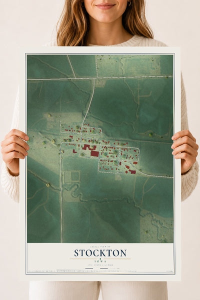 Map of Stockton, Iowa, 18 x 24 inch unframed archival matte print