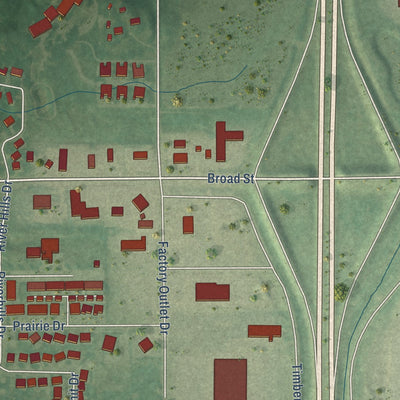Second close-up of the map of Story City, Iowa print showing more streets and buildings
