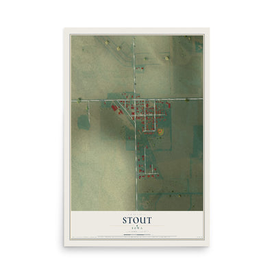Map of Stout, Iowa, 12 x 18 inch unframed archival matte print