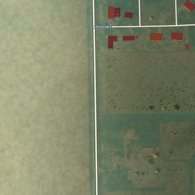 Second close-up of the map of Stout, Iowa print showing more streets and buildings