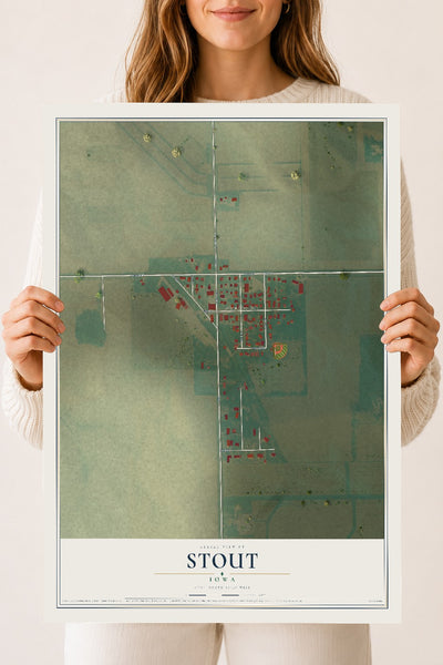 Map of Stout, Iowa, 18 x 24 inch unframed archival matte print