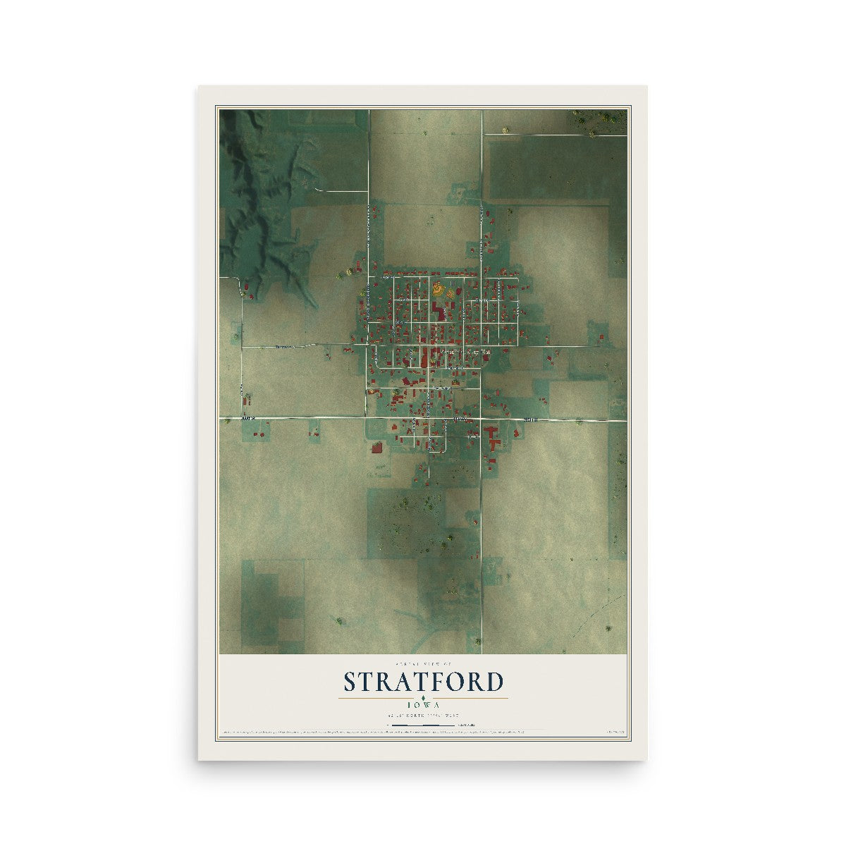Map of Stratford, Iowa, 12 x 18 inch unframed archival matte print
