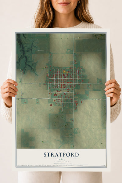 Map of Stratford, Iowa, 18 x 24 inch unframed archival matte print