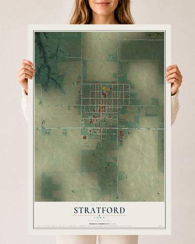 Map of Stratford, Iowa, 24 x 36 inch unframed archival matte print