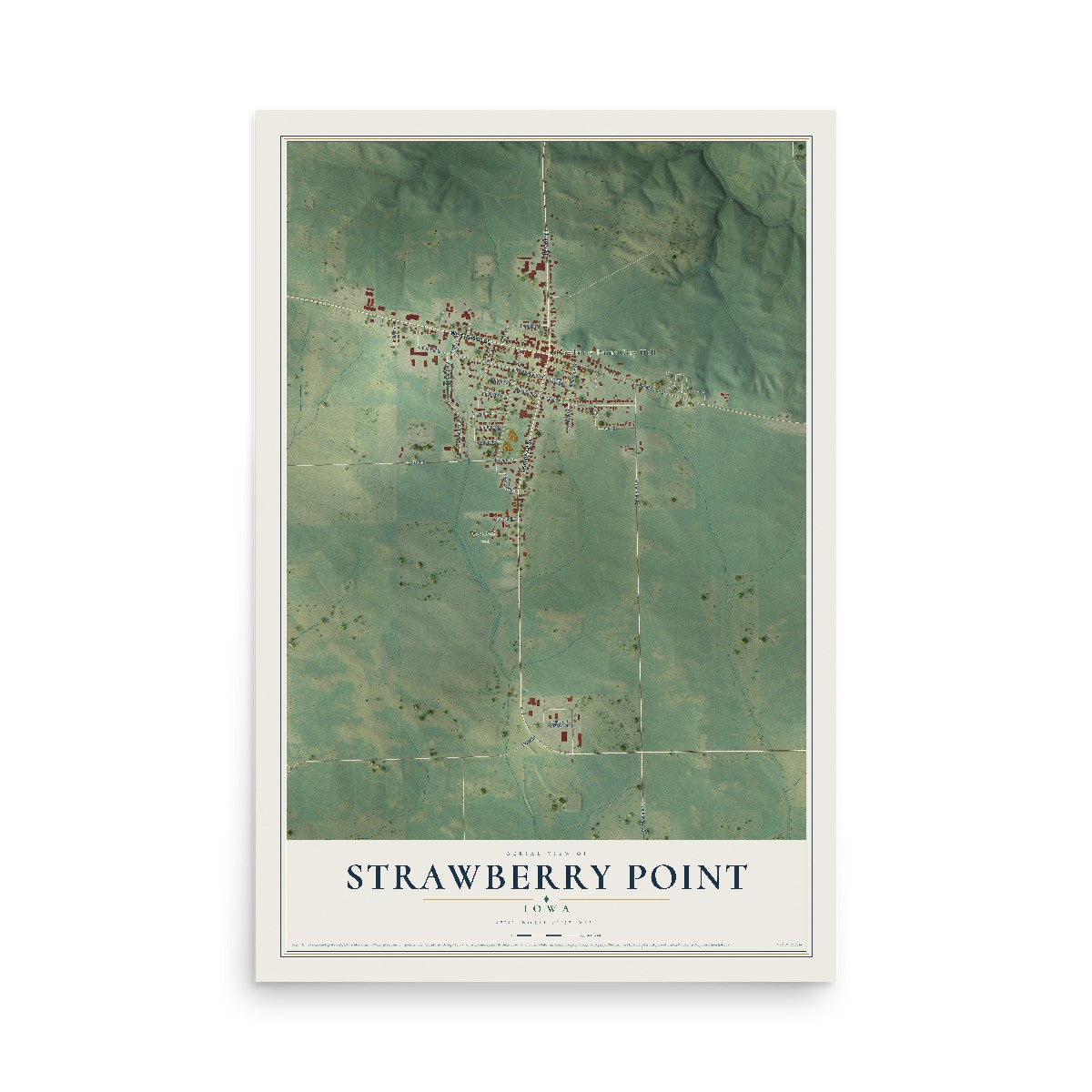 Map of Strawberry Point, Iowa, 12 x 18 inch unframed archival matte print