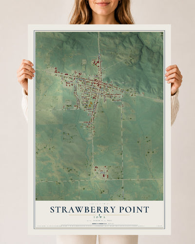Map of Strawberry Point, Iowa, 24 x 36 inch unframed archival matte print