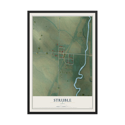 Map of Struble, Iowa, 12 x 18 inch print in a black wood frame