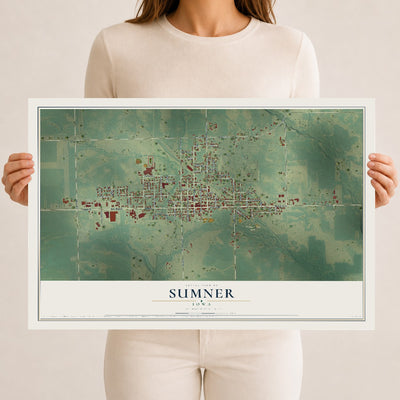 Map of Sumner, Iowa, 12 x 18 inch unframed archival matte print