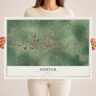 Map of Sumner, Iowa, 18 x 24 inch unframed archival matte print