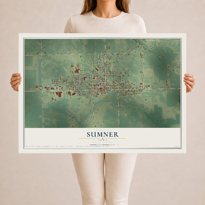 Map of Sumner, Iowa, 24 x 36 inch unframed archival matte print