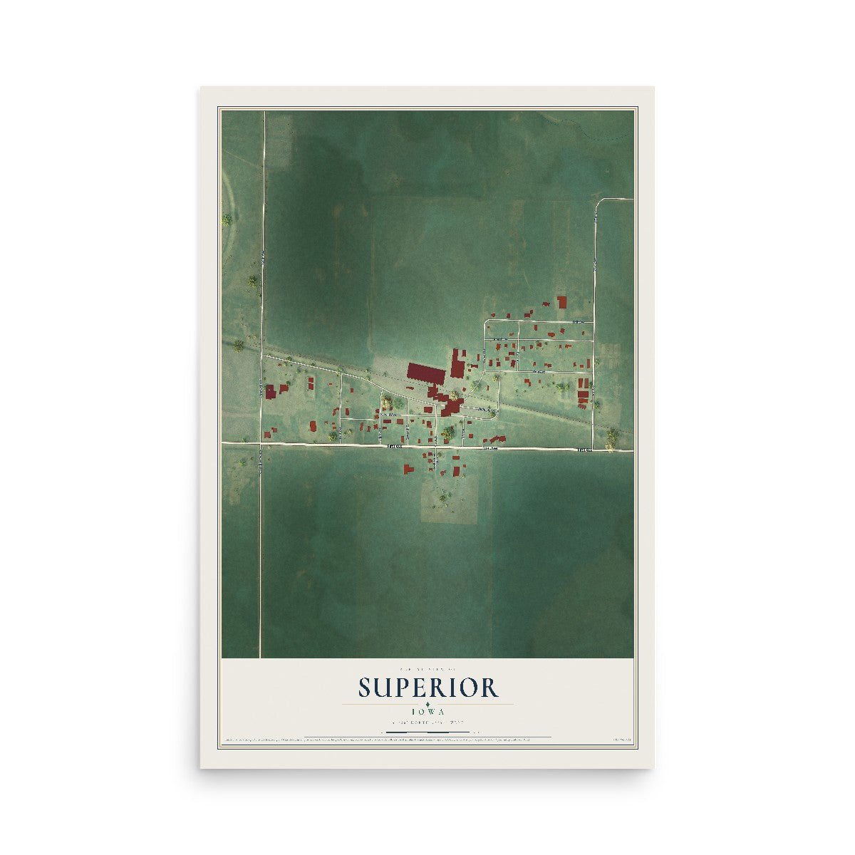 Map of Superior, Iowa, 12 x 18 inch unframed archival matte print