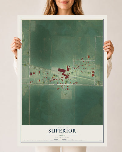 Map of Superior, Iowa, 24 x 36 inch unframed archival matte print
