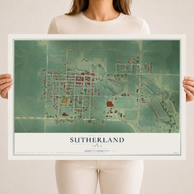 Map of Sutherland, Iowa, 18 x 24 inch unframed archival matte print