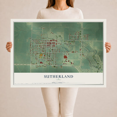 Map of Sutherland, Iowa, 24 x 36 inch unframed archival matte print