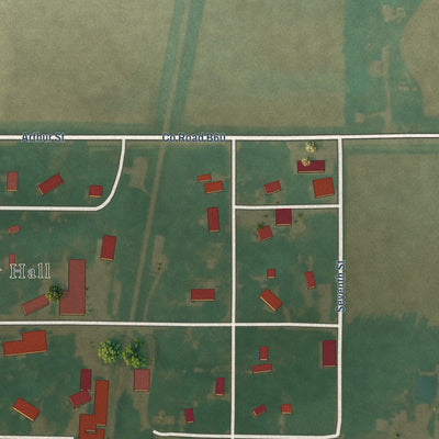 Second close-up of the map of Swaledale, Iowa print showing more streets and buildings