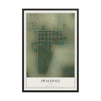 Map of Swaledale, Iowa, 12 x 18 inch print in a black wood frame