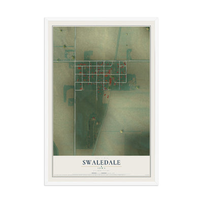 Map of Swaledale, Iowa, 12 x 18 inch print in a white wood frame