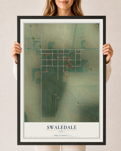 Map of Swaledale, Iowa, 24 x 36 inch print in a black wood frame