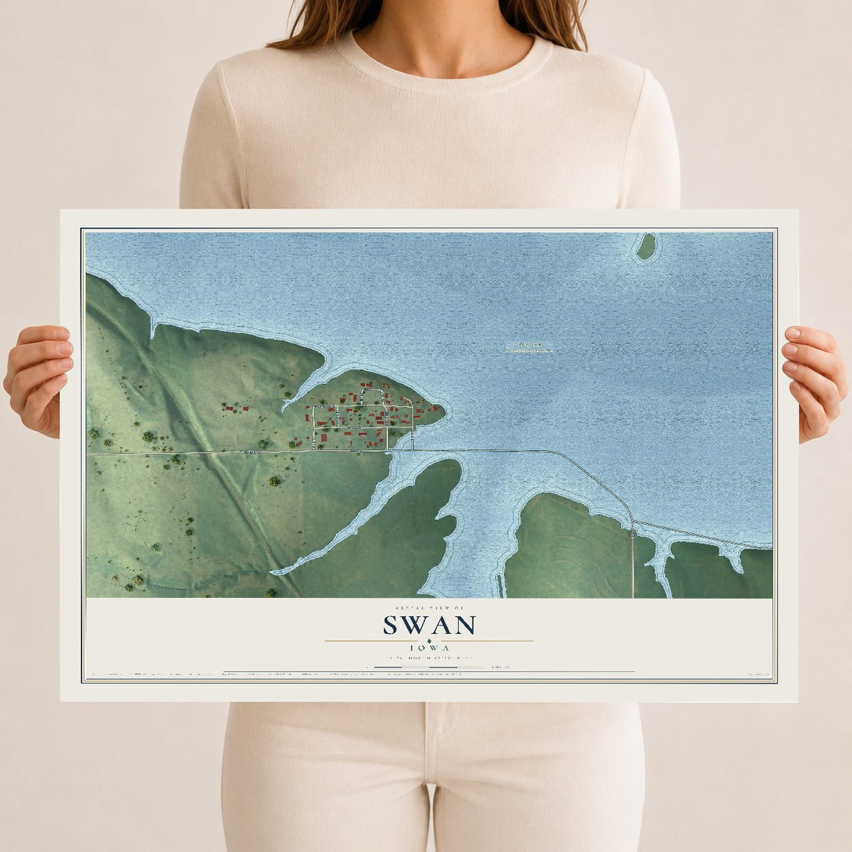 Map of Swan, Iowa, 12 x 18 inch unframed archival matte print