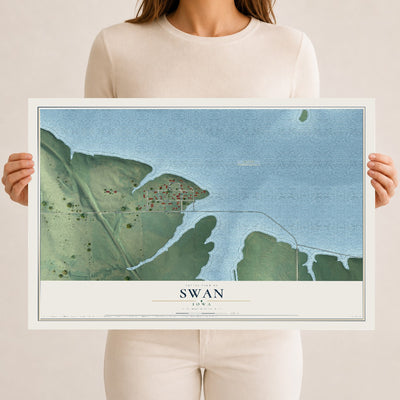Map of Swan, Iowa, 12 x 18 inch unframed archival matte print