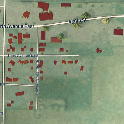 Second close-up of the map of Swea City, Iowa print showing more streets and buildings