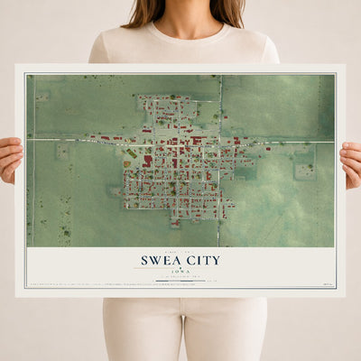 Map of Swea City, Iowa, 18 x 24 inch unframed archival matte print