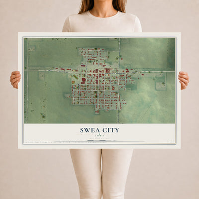 Map of Swea City, Iowa, 24 x 36 inch unframed archival matte print