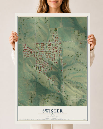 Map of Swisher, Iowa, 24 x 36 inch unframed archival matte print