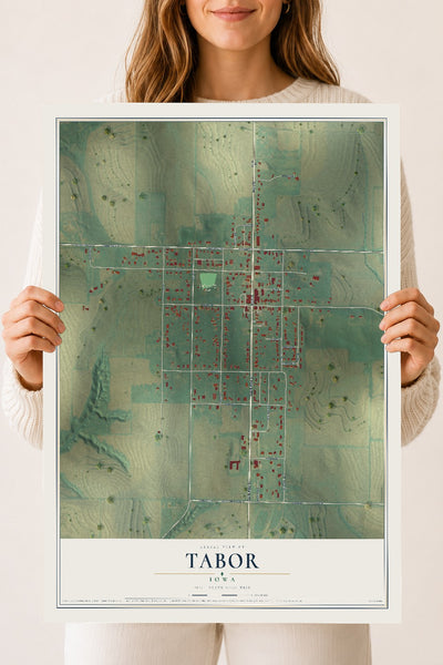 Map of Tabor, Iowa, 18 x 24 inch unframed archival matte print