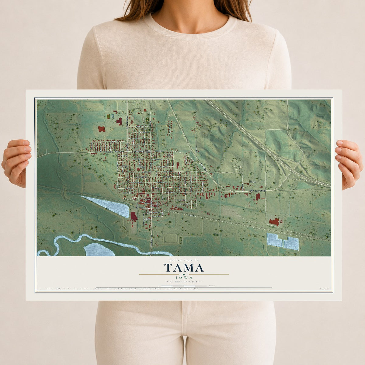Map of Tama, Iowa, 12 x 18 inch unframed archival matte print