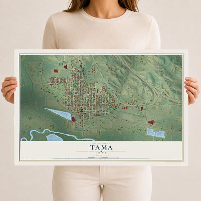 Map of Tama, Iowa, 12 x 18 inch unframed archival matte print