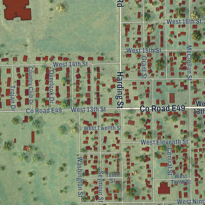 Second close-up of the map of Tama, Iowa print showing more streets and buildings